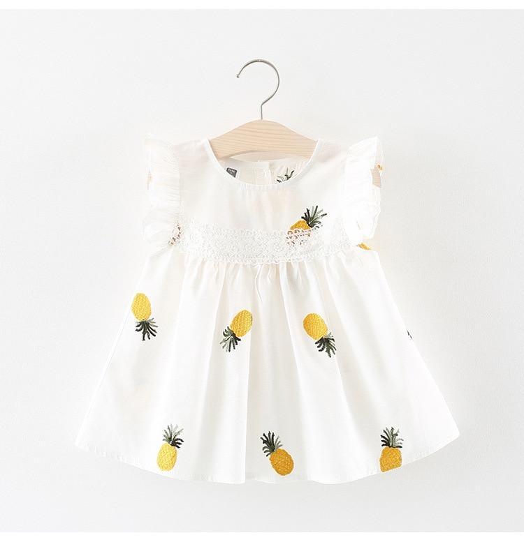 Summer Baby Frill Sleeve Newborn Infant Dresses Cotton Pineapple Sleeveless Toddler Dresses For Girls