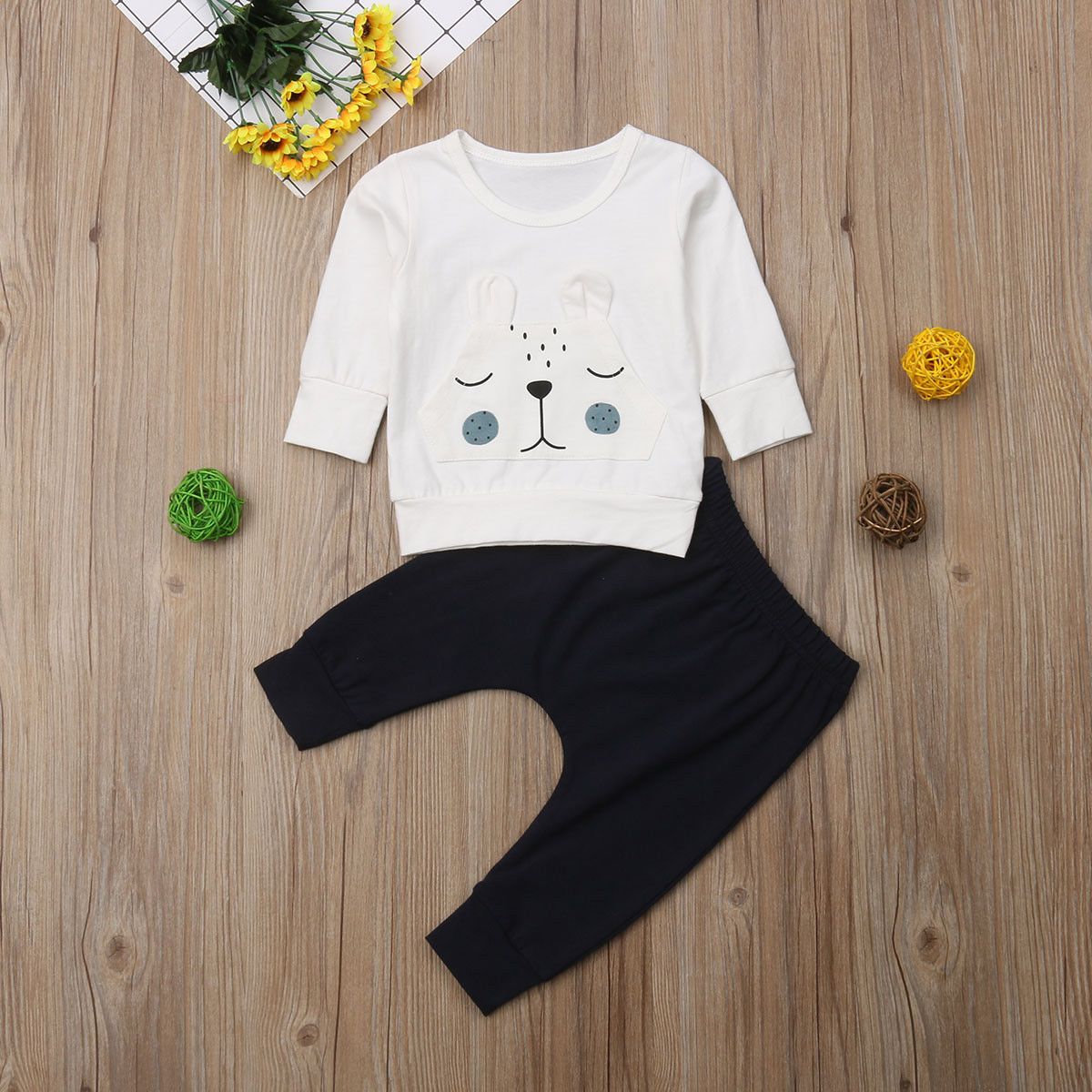 Newborn Baby Boys Clothes Bear Warm Winter Tops T-shirt Pants Outfits Clothes Set Clothes For Boys In Modern Style