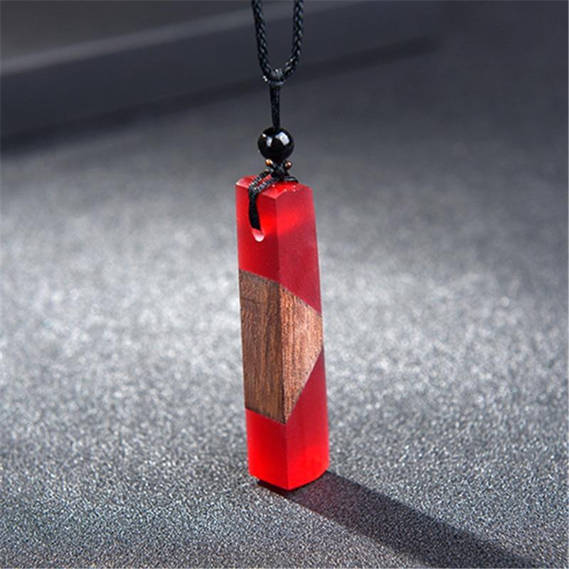 Fashion Natural Wooden Men Necklace Handmade Wood Resin Necklace Vintage Statement Necklaces & Pendants Long Rope Jewelry Gifts For Men and Women