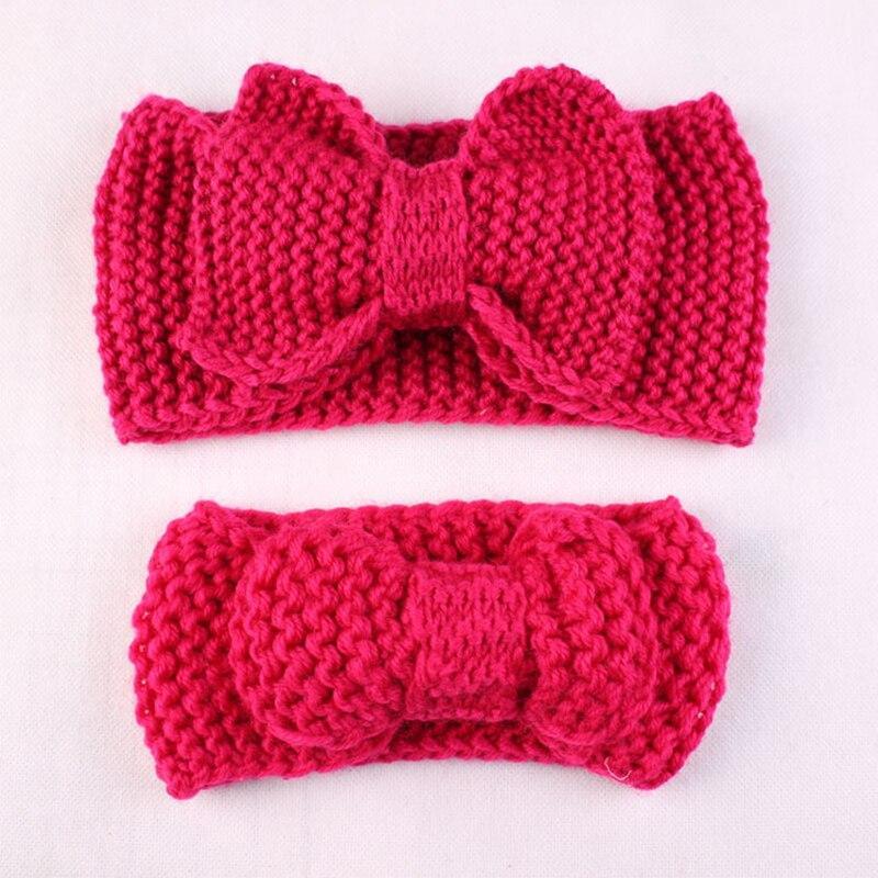 Handamde Mom and  Daughter Elasticity Headband Solid Knitted Bowknot Hairband Hair Accessories For Mom and  Baby