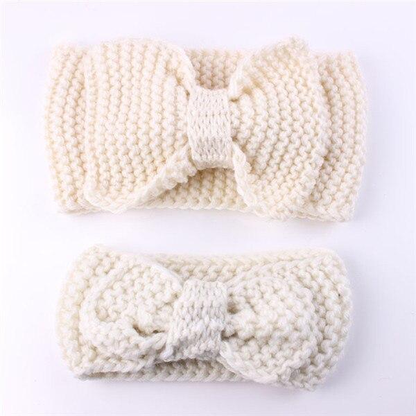 Handamde Mom and  Daughter Elasticity Headband Solid Knitted Bowknot Hairband Hair Accessories For Mom and  Baby