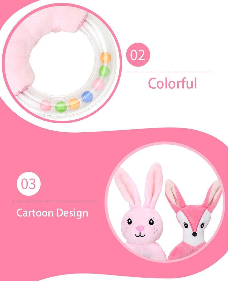 Modern Luxury Baby Rattle Toys Rabbit Plush Baby Cartoon Bed Toys for Newborn Educational Toy Rabbit Bear Hand Bells For Kids and Baby