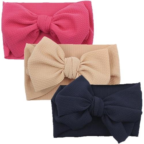 Modern Luxury Elegant Baby Girls Headband Turban Photography Props Baby Hair Accessories Bow 3 Pcs Set For Girls Baby