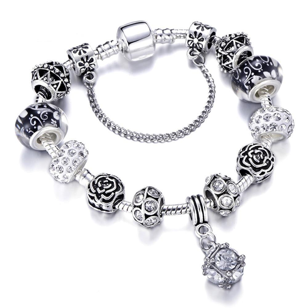 Modern  Rose Pendant Tree Of Life Charm Bracelet For Women With Unicorn Bead Bracelets & Bangles Fashion Jewellery Pulseras Mujer Design 925 Sterling Silver Breacelet