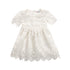 Handmade Classic Baby Girls Dress with Princess Floral Lace And Hollow Out Short Sleve Party Dress For Girls