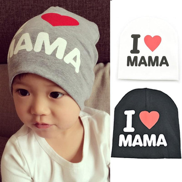 Modern Popular Baby Knitted Warm Cotton Beanie Hat cap For Toddler Baby Kids Cap for Girls &  Boys I love Mama Prints Baby Hat Design