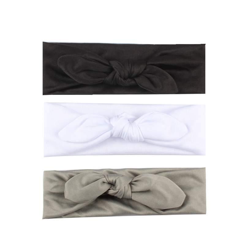 Modern 3Pcs Set Elastic Baby Headband Cute Bow Knot Kids Hair Bands For Newborn Baby Girl