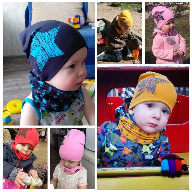 Modern Children Hat Scarf Set Camouflage Print Cotton Baby Beanie Collar for Baby Boy/Girl Cap Kids Warm Hats Scarves Design