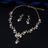 Classic Bridal Jewellery Sets for Women's Dresses Accessories Cubic Flower Necklace Earrings Set Gold Color