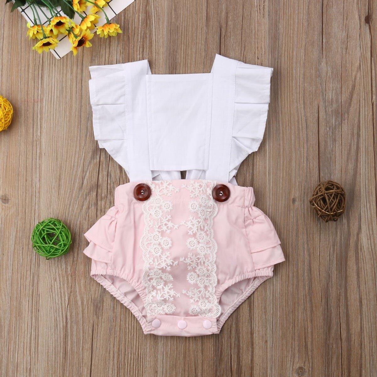 Baby Girl Clothes Splice Bodysuit Jumpsuit Playsuits Ruffled Outfit Summer Backless Sunsuit For Girls In Modern Style