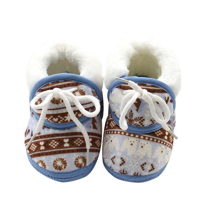 Newborns Baby Boy Soft Soled Footwear Walking Shoes Winter Warm Print First Walkers Baby Girl Cotton Shoes