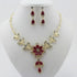 Luxury Elegant Juwelery Set For Woman and Ladies in Gold Red Golde Color Necklace and Earrnings