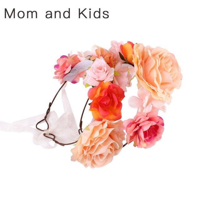 Luxury Handamde Mommy and Baby  Flower Headband Large Flower Crown Mother Kids Flowers  Headwear For Celebration