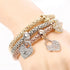 Crystal Owl Heart Charm Bracelets And Bangles Gold Alloy Elephant Anchor Pendants Rhinestone Bracelets For Women