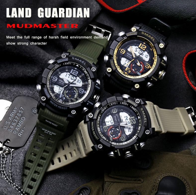 NEW Sport Analog-Digital Watch For Men and Woman  Waterresistant 50M Professional Waterproof Quartz Large Dial Military Wristwatches  With Night Mode