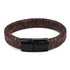 Handmade Luxury Modern Leather Black Blue Braided Leather Bracelet for Men Stainless Steel Design