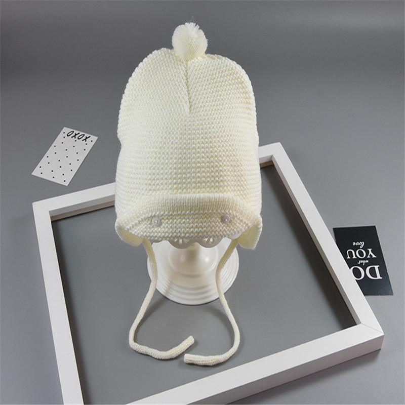 Cute Big Hair Ball Cap For Baby Cotton Knitted Caps for Girls/Boys Warm Woolen Hood Caps Toddler Hats For Winter