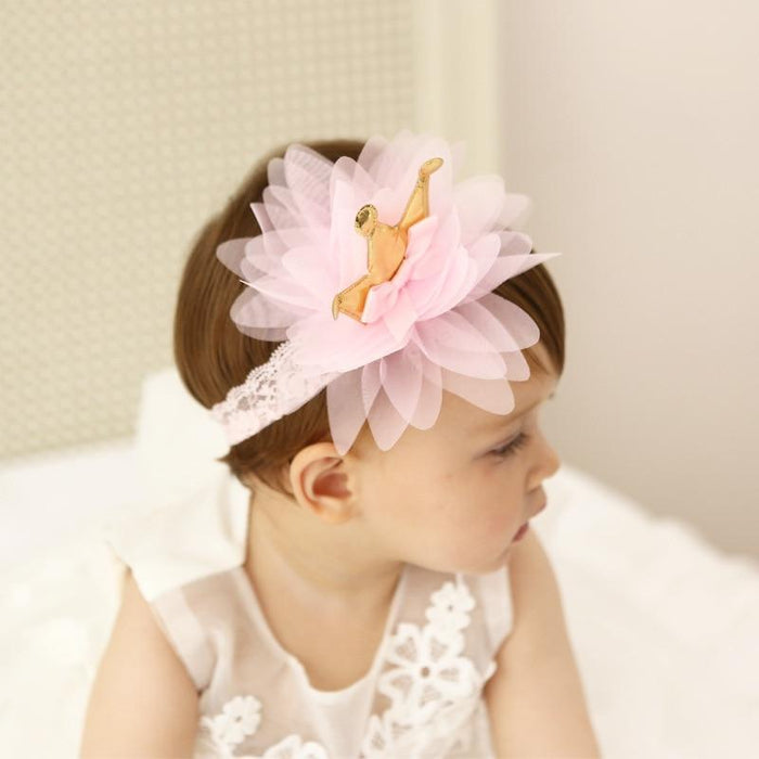 New Pink And Beige Crown Flowers Hairbands Girls Headbands Elastic Hair Band Kids Hair Accessories For Baby Girls