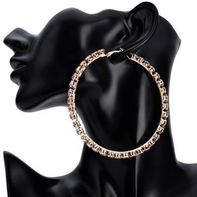 Modern Fashion Trendy Stunning Glass Rhinestone Gems Luxury Hoop Earrings For Women Elegant Jewelry Fashion Earrings