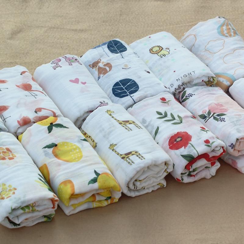 Lightweight Cotton Soft Fruits Print Muslin Baby Blankets Bedding For Newborns Swaddle Blanket For Babies