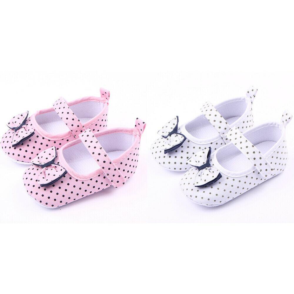 Baby Summer Shoes Anti-slip Sole Crib Shoe Bowknot Dot Print Casual For 3-12 Months Baby