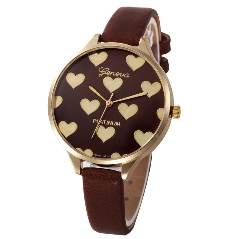 Elegant Luxury Women Wacth With Heart Pattern Women Watches PU Leather Quartz Watch Ladies Watch For Women Ladies and Girls