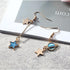 New Modern Fashion Blue Space Universe Elegant Moon Star Luxury Earrings For Women Perfect Gold Color Universe Planet Circle Asymmetry Trendy Long Earrings