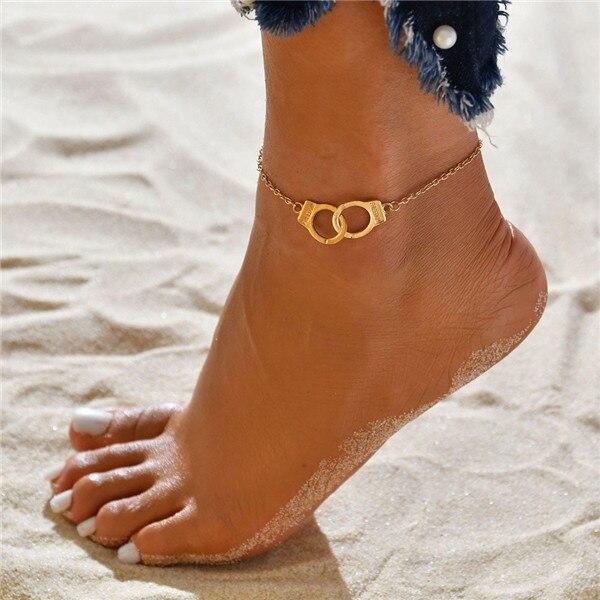 Modern Foot Brecelets Gold Female Anklets Barefoot Crochet Jewelry For Leg, Foot Bracelets in Elegant Luxury Trend Style