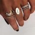 NEW 2020 Tren Bohemian Vintage Gold Crescent Geometric Ring Set for Women In Crystal Personality Design Ring Set Party Jewelry Gift