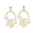 Handmade Abstract Art Earrings Gold Color Hand Palm Face Crystal Dangle Earrings For Women