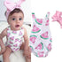 Baby Girls Romper Jumpsuit Headband Watermelon Printed Outfits Sun suit Set New 0-24M In Modern Design