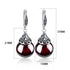 Retro Modern 925 Sterling Silver Elegant Round Garnet Drop Earrings For Women Luxury Trend Natural Red Gemstone Ruby