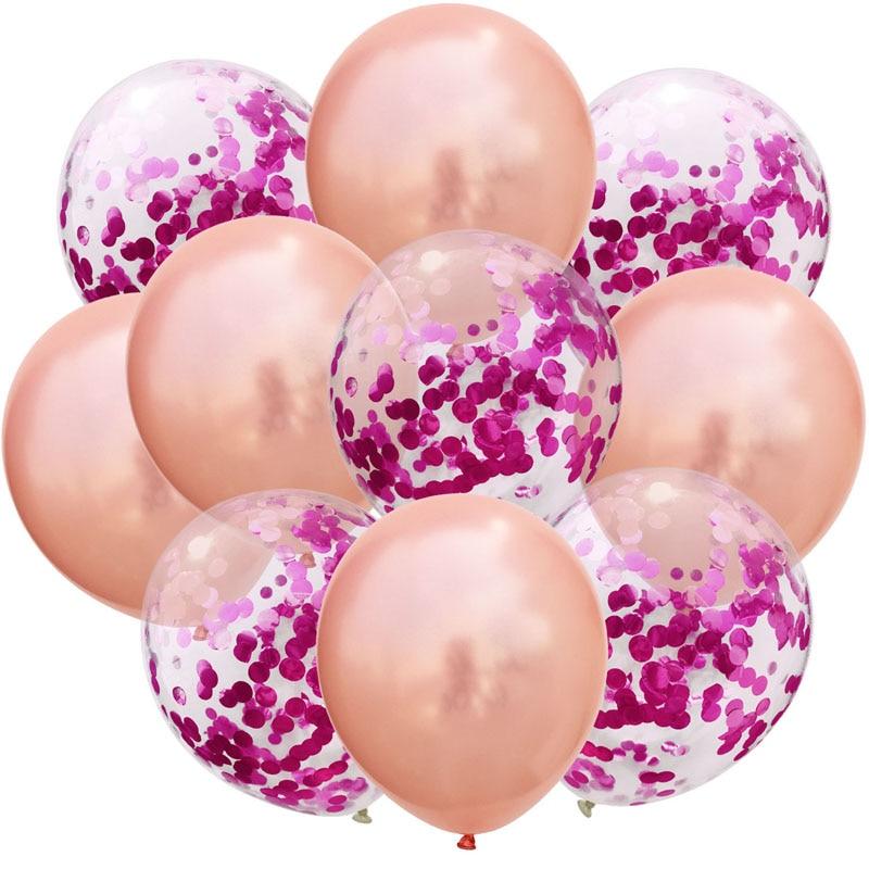 20pcs 12inch Latex Balloons And Colored Confetti Birthday Party Decorations Mix Rose Wedding Anniversary Kids Gift Helium Ballons In Luxury Modern Design