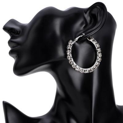 Modern Fashion Trendy Stunning Glass Rhinestone Gems Luxury Hoop Earrings For Women Elegant Jewelry Fashion Earrings