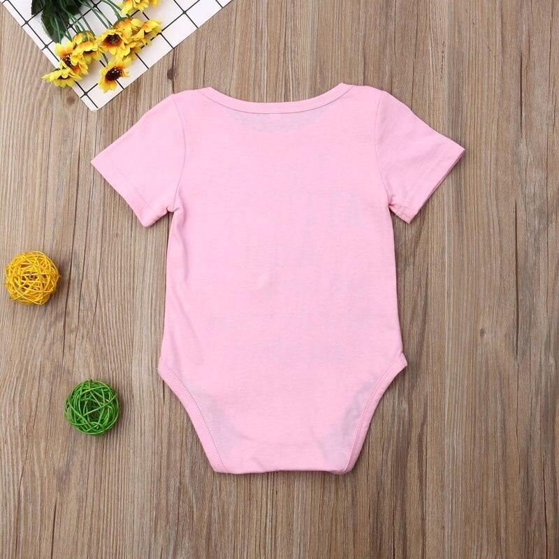 Newborn Baby Girls Cotton Romper Short Sleeve Print Letter Jumpsuit Clothes Outfit With Message For Girls