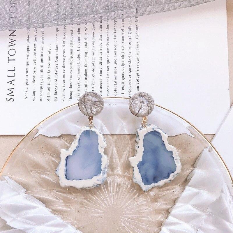 Style Blue Color Modern Fashion Elegant Geometric Dangle Earrings For Women New Luxury Cute Pendants women Jewelry