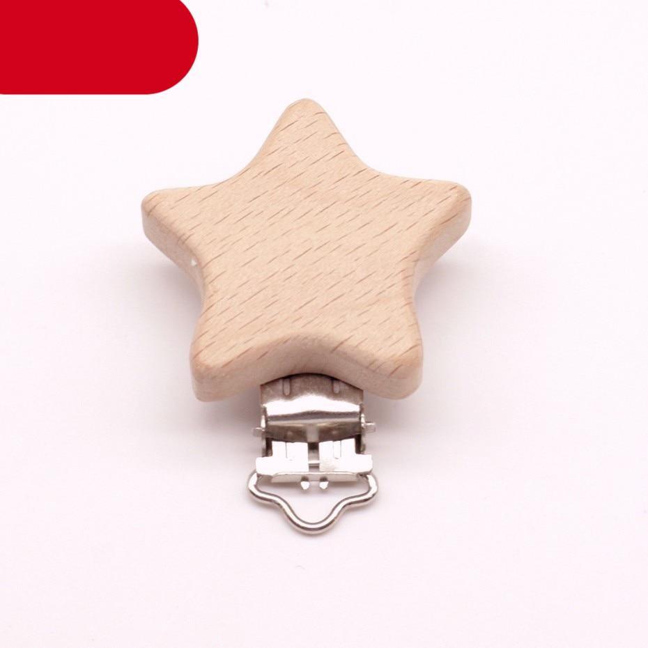 Modern Wood Naural Nipple Chain Accessories BPA Free Cute Modelling Beech Pacifier Clip Small Elephant Heart-shaped Holder for Pacifier