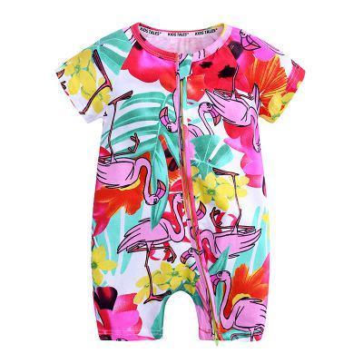 Summer Newborn Fashion Boy and Girls Printed Flower Short-sleeved Romper /  jumpsuit For Kids