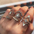 Trend Boho Vintage Gold Star Moon Rings Set For Women In Opal Crystal Ring Design Female Bohemian Jewelry  Style