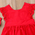 Modern Baby Girl Ruffle Red Lace Romper Party Cotton Dresses with a headband for Newborn And Girls 0-24Months