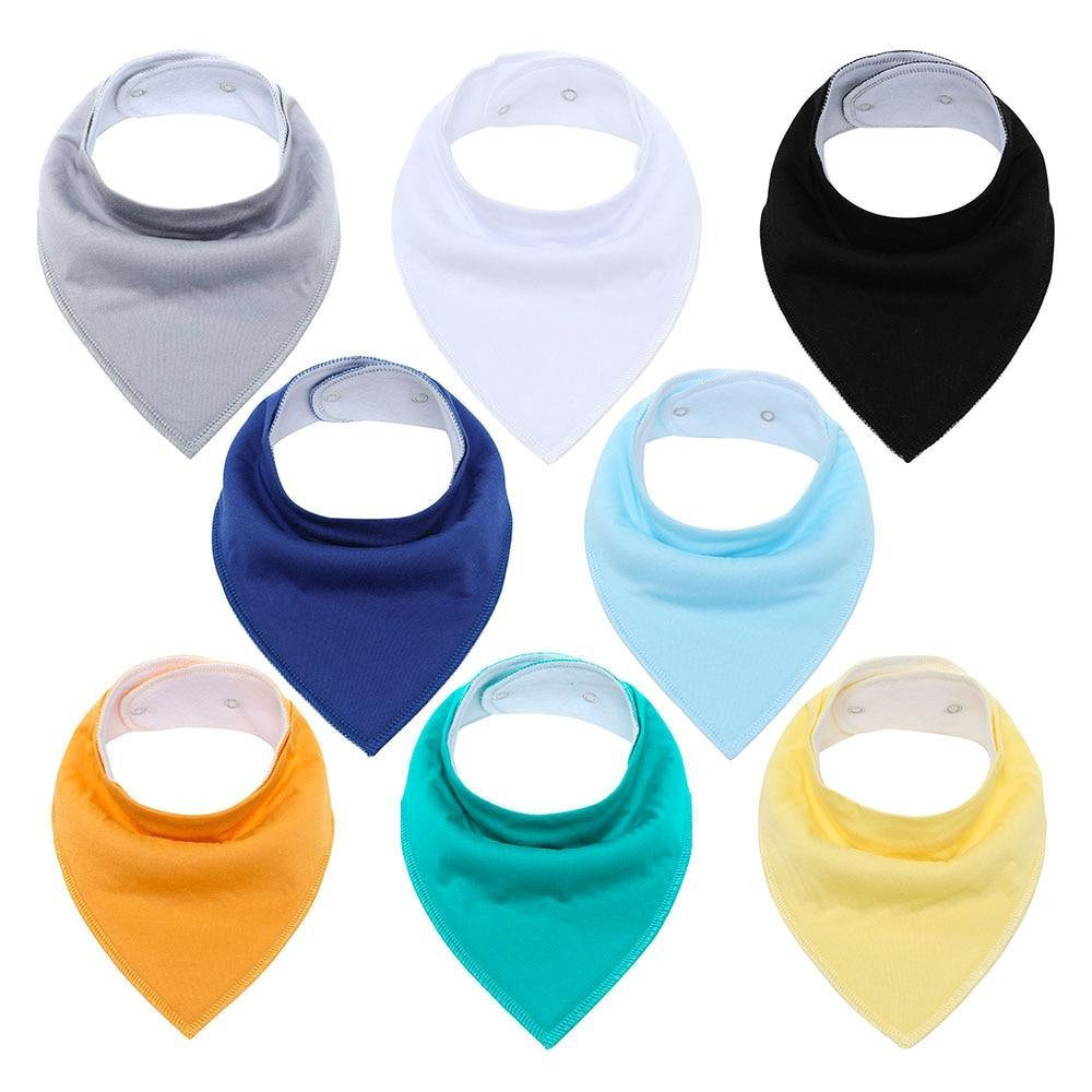 8PCS/SET Comfortable Colorful 100% Organic Cotton Adjustable Snaps Bandana Saliva Bibs For Baby Boys & Girls Kids