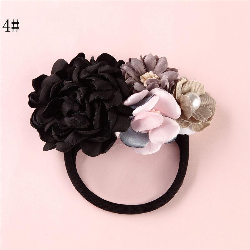 Modern Fashion Floral Headband Newborn Baby Elastic Hairbands Pearl Fresh Style Bow Knot For Girls