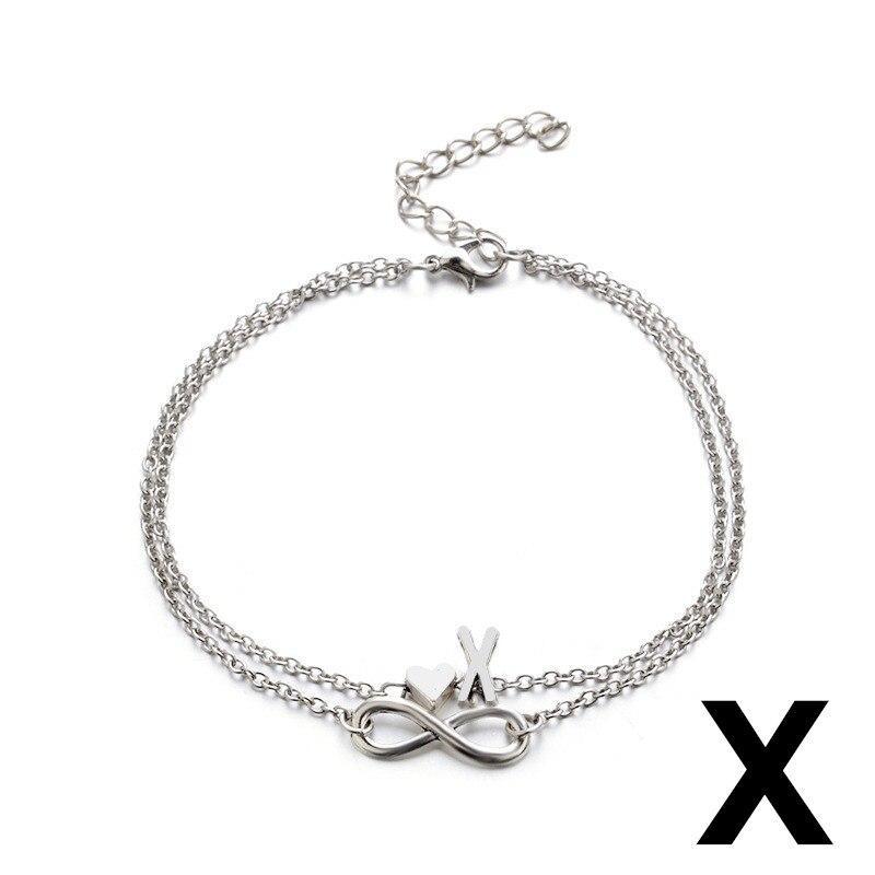 Anklet Heart Infinity Silver Color Ankle Bracelet 26 Letter Anklets For Women Foot Jewelry Style