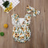 Modern Elegant Baby Girl Floral Romper Jumpsuit Playsuit Clothes Sun suit Baby Clothing WIth Sunflower Design And Bow