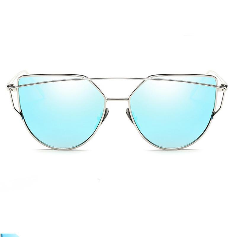 Luxury Vintage Modern Cat Eye Metal High Quality Frame  With Miror Sunglasses For  Women and Lady sunglasses With UV400 Protection