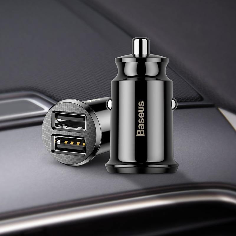 Dual Black USB Car Charger 3.1A Fast Car Charging Auto Charge Adapter Car-Chargers