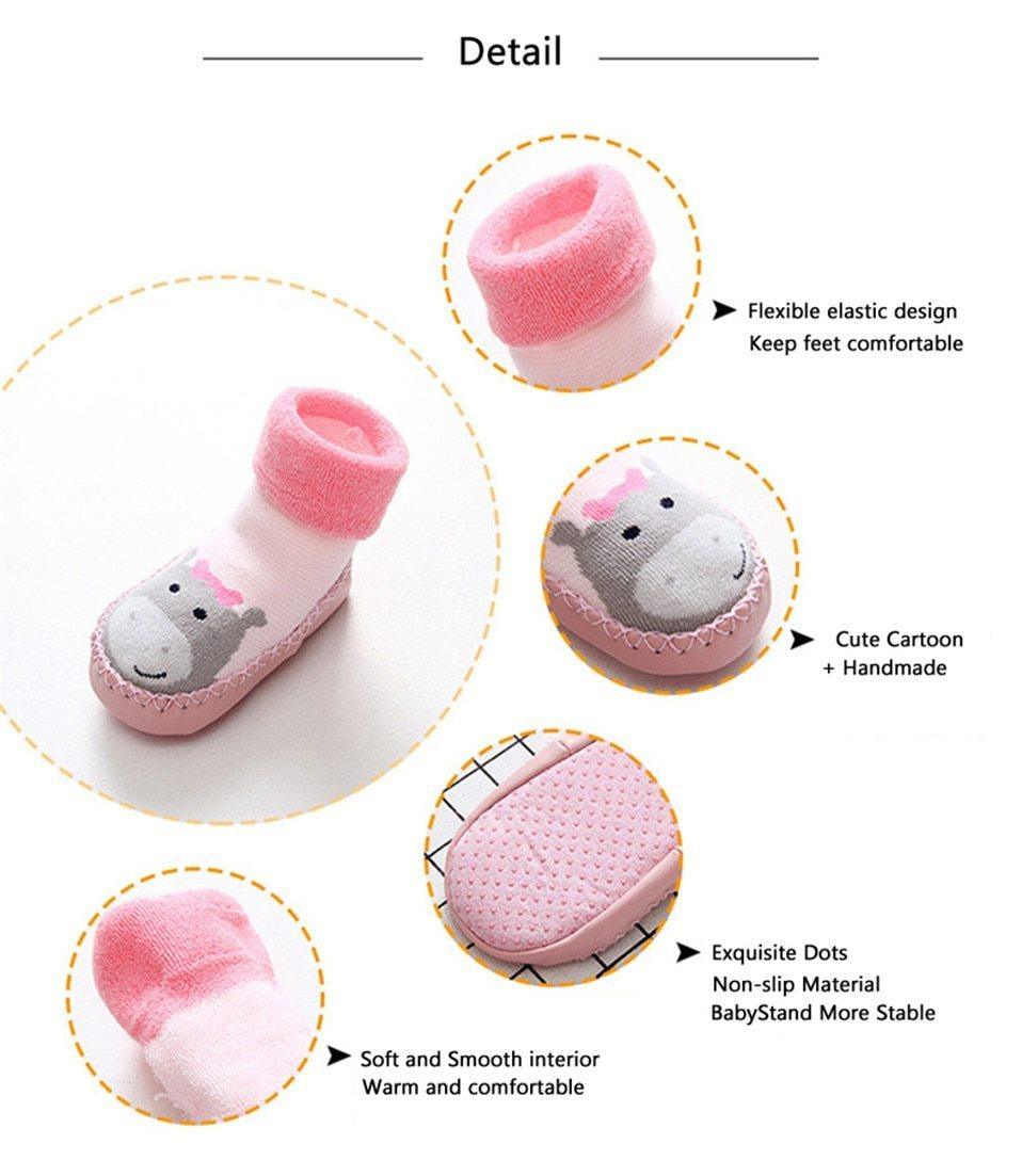 Baby Warm Stretchy  Booties Sock With Rubber Soles For Newborn Baby Girl And Boy Socks Slipper