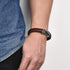 Handmade Luxury Modern Leather Black Blue Braided Leather Bracelet for Men Stainless Steel Design