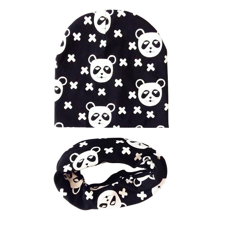 Modern Children Girls Cartoon Sheep Printing Cotton Hat and Scarf Animal Pattern Kids Caps Baby Beanie