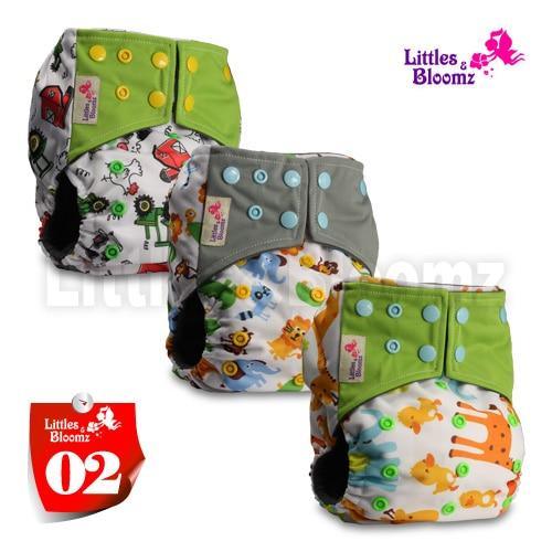 Modern Luxury Printed Washable Real Cloth Pocket Nappy,3 nappies/diapers Set For Girls and Boys Baby In Elegant Style